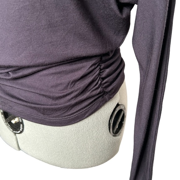 Worth New York Dark Blue Jersey Knit Bat Wing Ruched Top Sz P (Oversized) - Picture 10 of 15